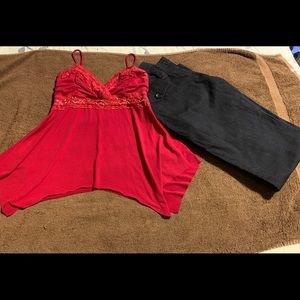 Size S, Body Central halter top. Size 6 black pant